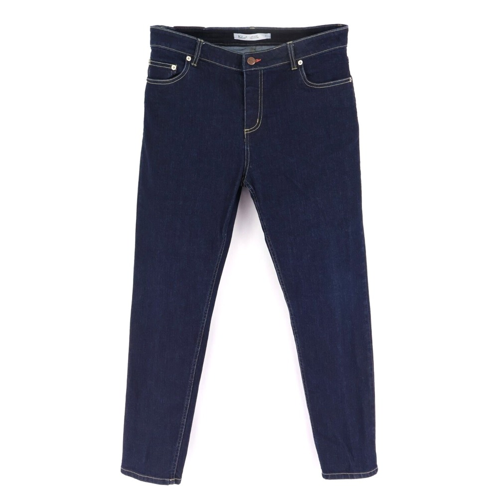 Woolrich Jeans Womens Size 12P Blue Dark Wash Denim Pockets Mid Rise Tapered Leg